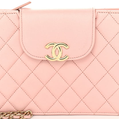 Chanel Lambskin Quilted CC Pouch Wristlet Pink 8 of 12