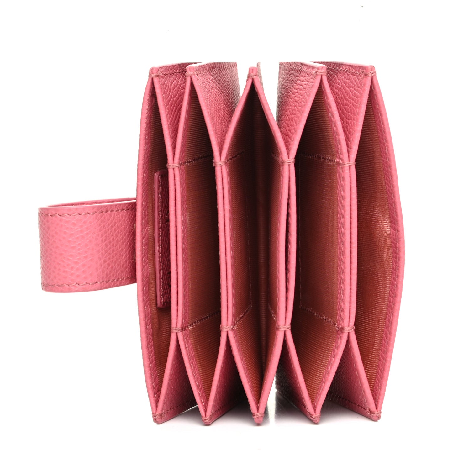 Grained Calfskin Gusseted Card Holder Pink