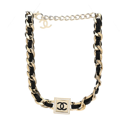 Chanel Metal Lambskin CC Square Choker Gold Black White 3 of 7