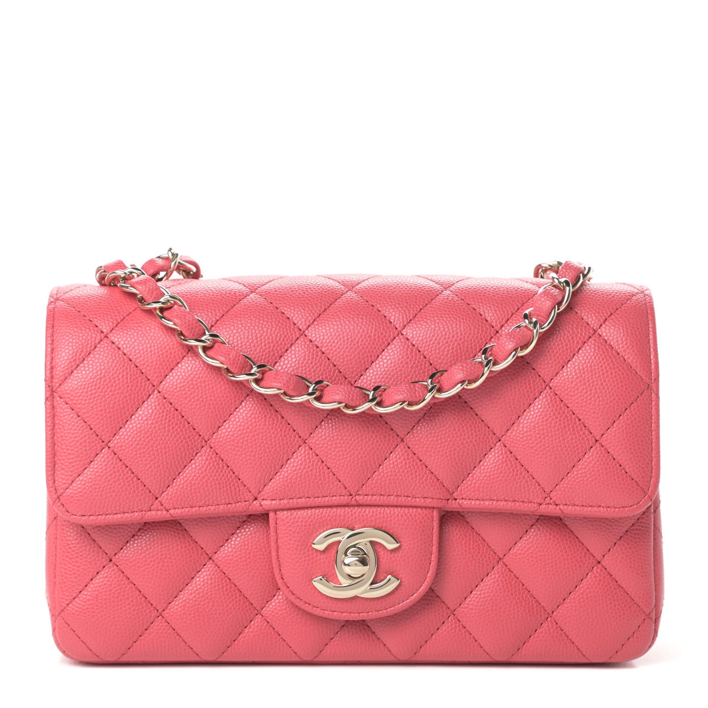 Caviar Quilted Mini Rectangular Flap Dark Pink