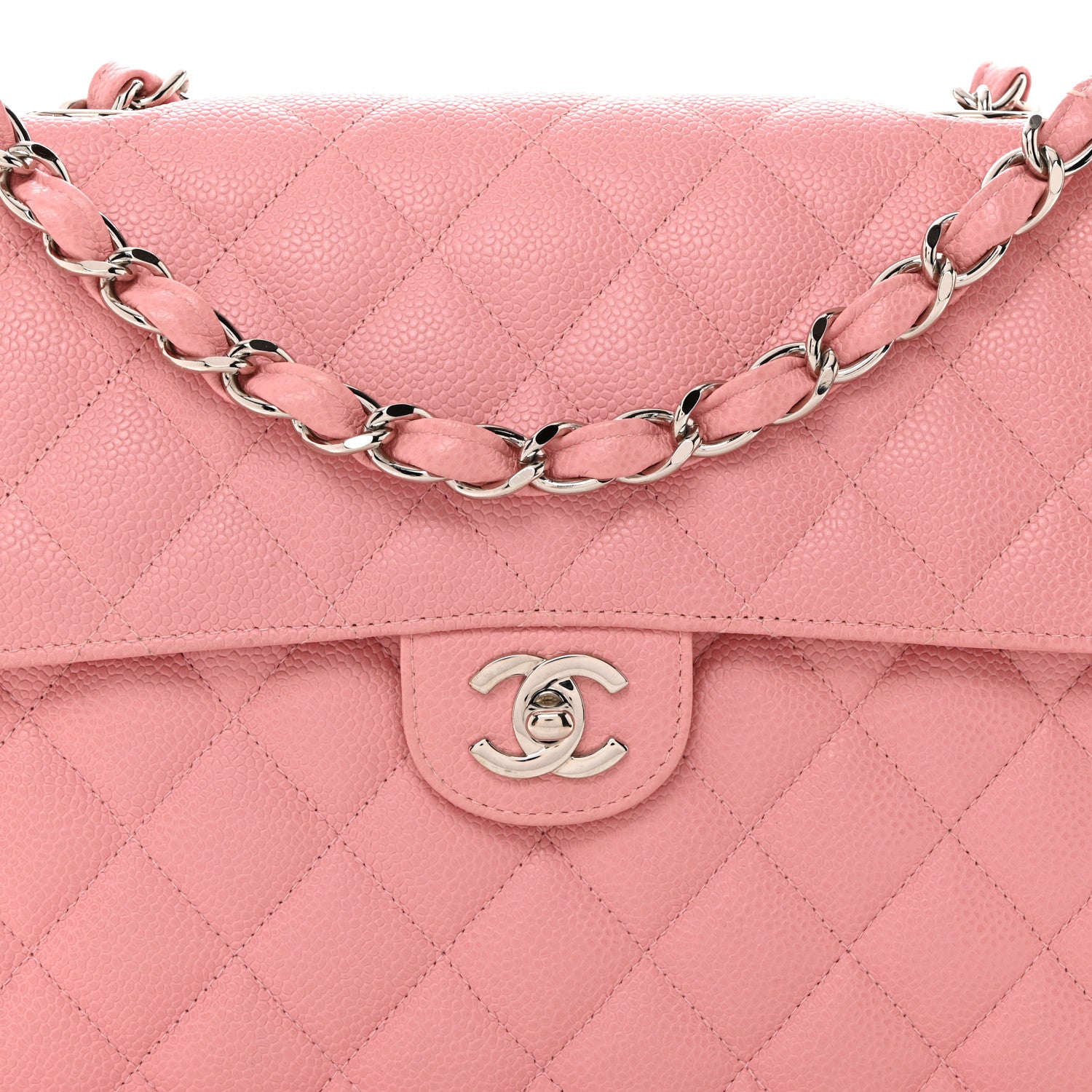 Chanel Caviar Quilted Jumbo Single Flap Pink 8 of 10