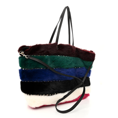Valentino Garavani Mink Fur Rockstud Large Tote Multicolor 3 of 9