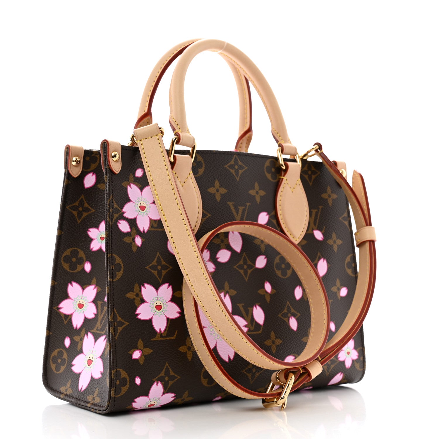 Louis Vuitton LV X TM Monogram Cherry Blossom Onthego PM Sakura Brown 3 of 9