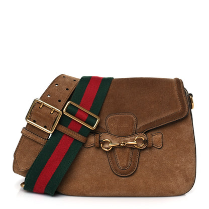 Gucci Suede Medium Lady Web Shoulder Bag New Marron 1 of 10