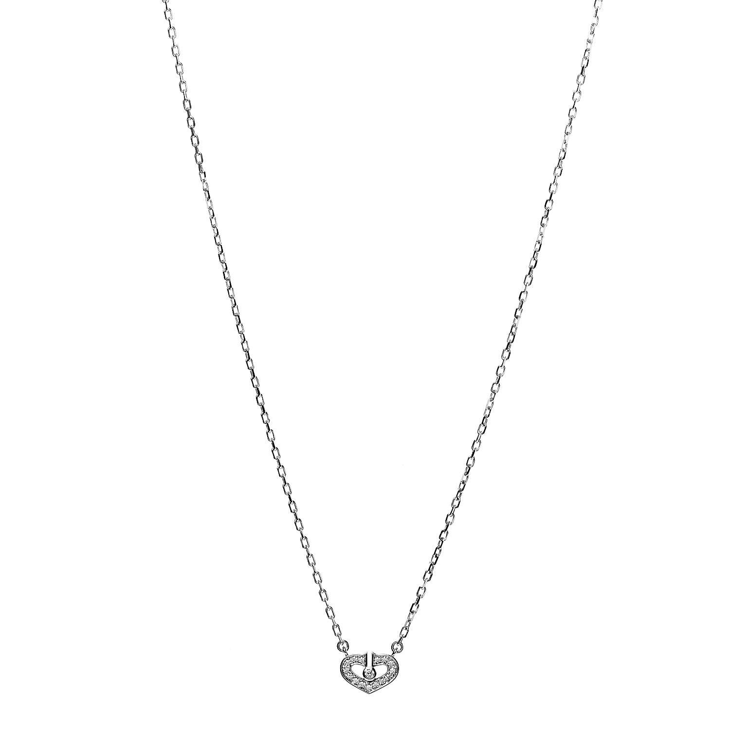 Cartier 18K White Gold Diamond Hearts and Symbols Necklace 1 of 7