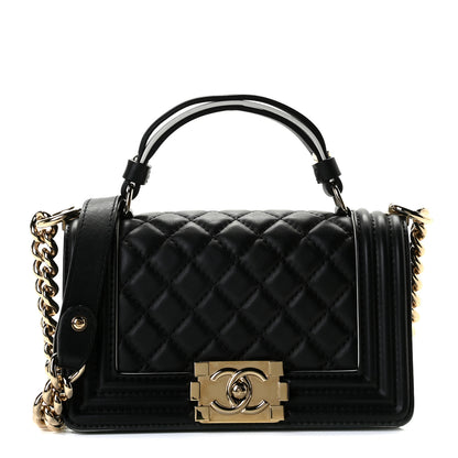 Chanel Calfskin Quilted Small Boy Top Handle Flap Black 1 of 10