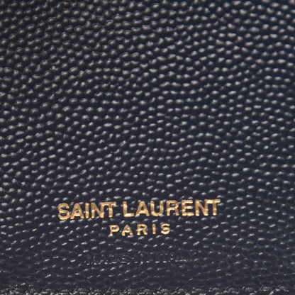 Saint Laurent Grain De Poudre Matelasse Chevron Monogram Zipped Card Case Navy 6 of 7