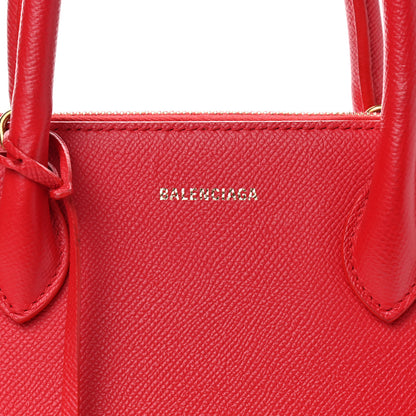 Balenciaga Signature Grained Calfskin Logo S Ville Top Handle Bag Rouge Lantern Black 9 of 13