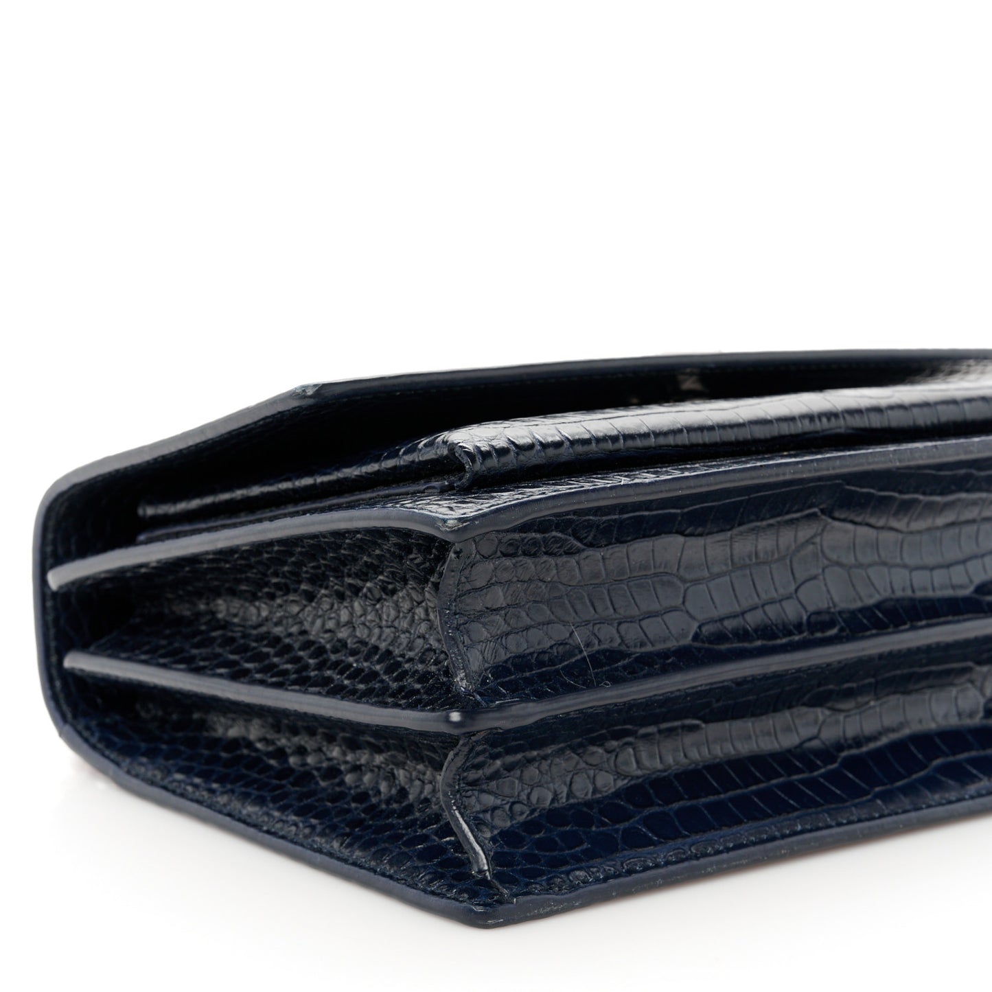 Calfskin Crocodile Embossed Medium Monogram Sunset  Deep Marine
