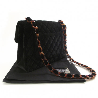 Chanel Velvet Quilted Bekko Chain Jumbo Flap Black 3 of 12