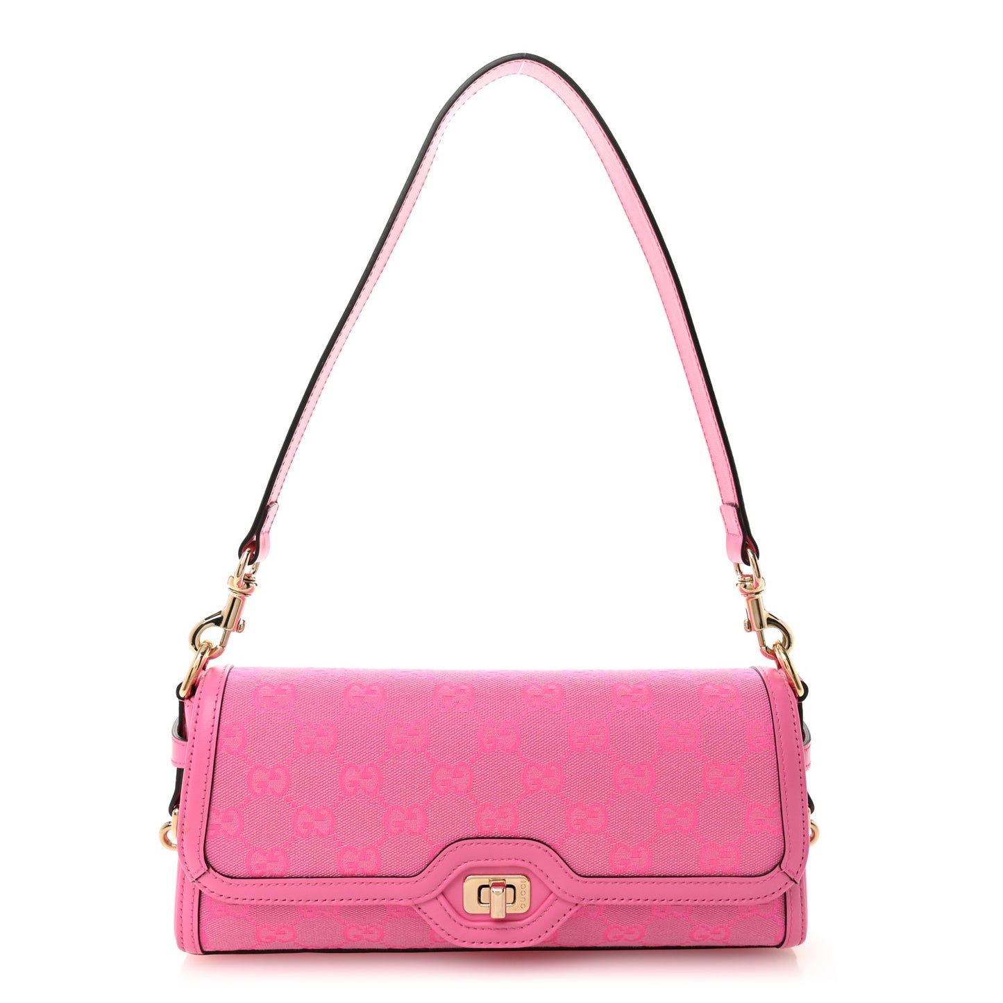 GG Monogram Textured Dollar Calfskin Small Luce Shoulder Bag Pink