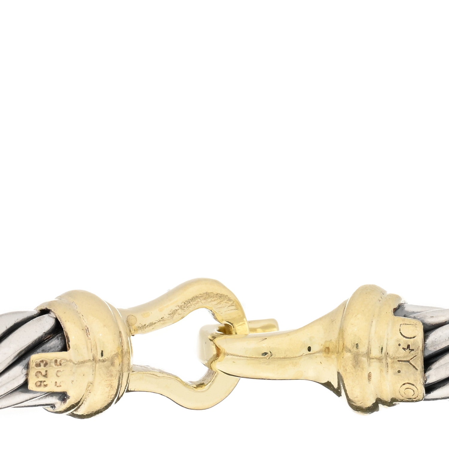 David Yurman Sterling Silver 14K Yellow Gold 7mm Cable Classic Buckle Bracelet 3 of 3