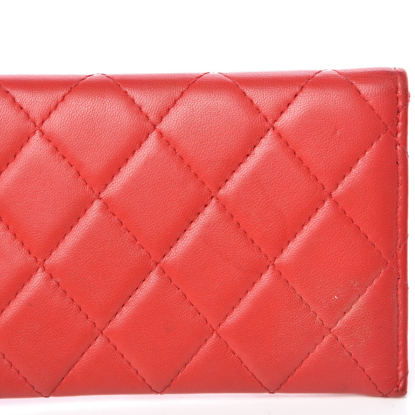 Lambskin Quilted Wallet On Removable Chain Insert Red