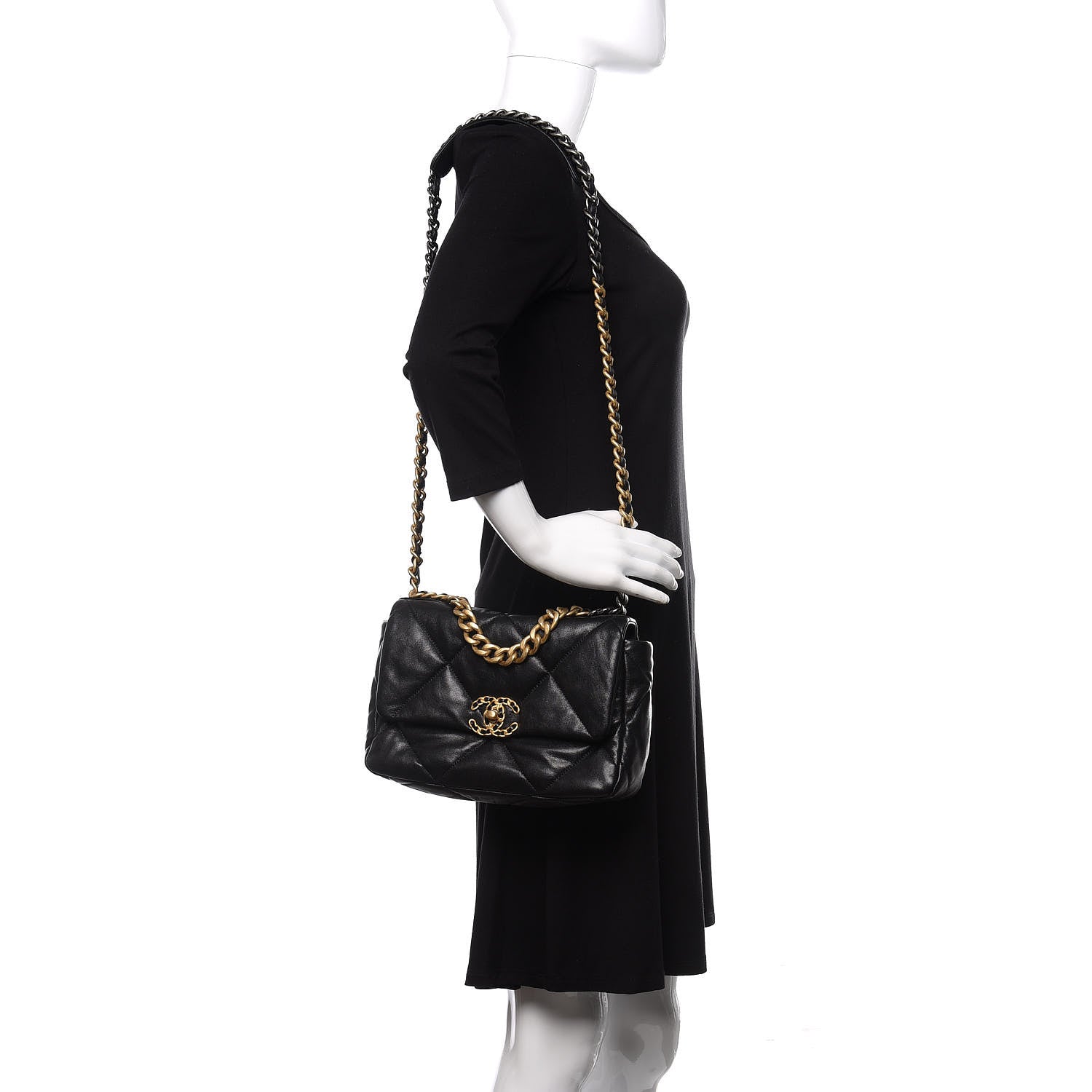 Chanel Lambskin Quilted Medium 19 Flap Black 1 of 11