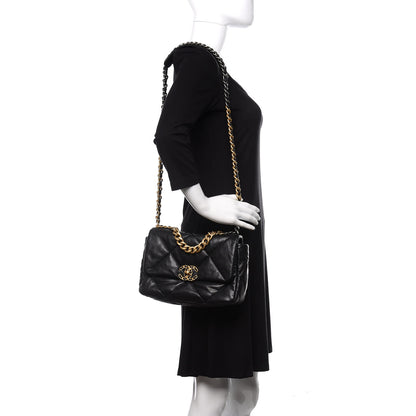Chanel Lambskin Quilted Medium 19 Flap Black 1 of 11