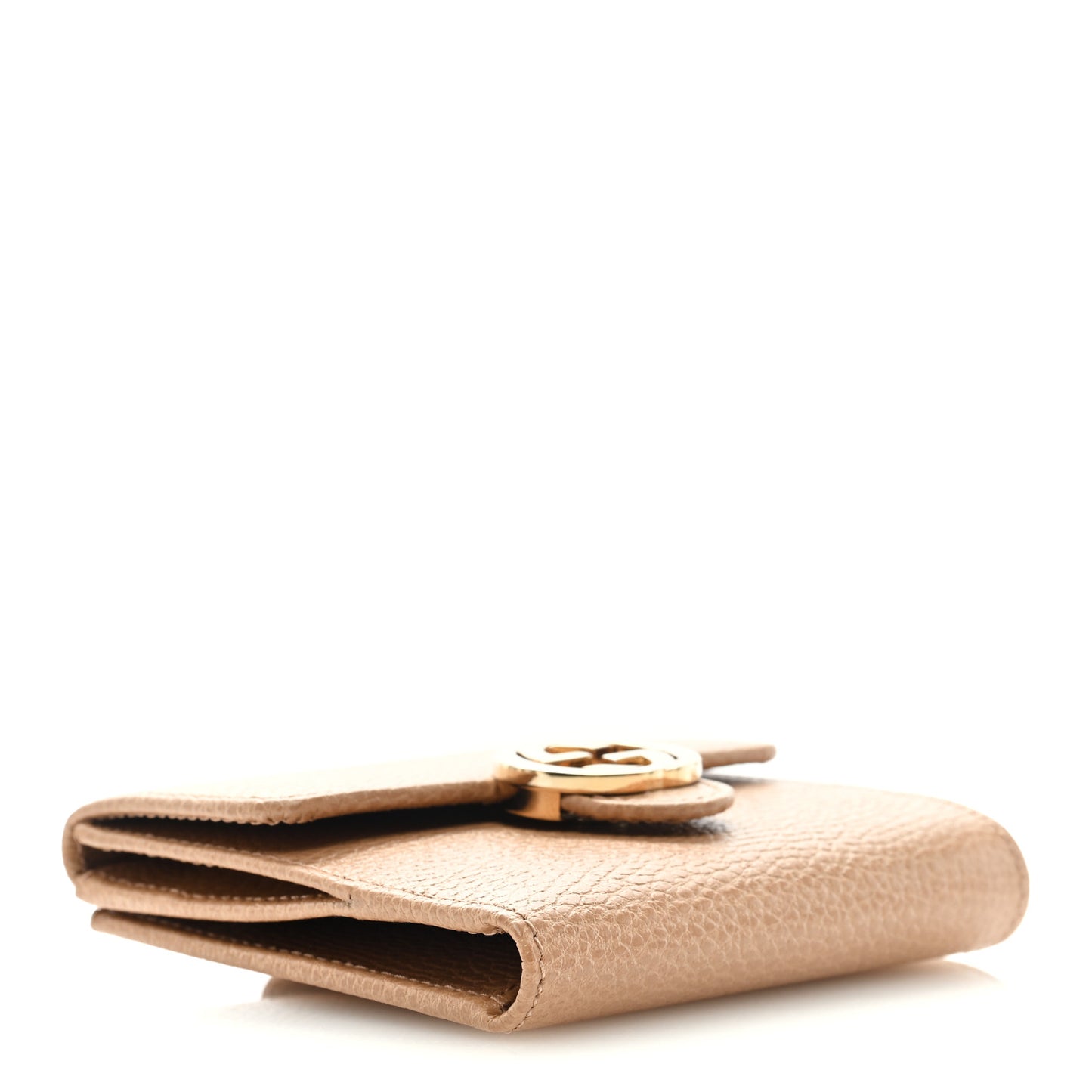 Dollar Calfskin Interlocking G French Wallet Camelia