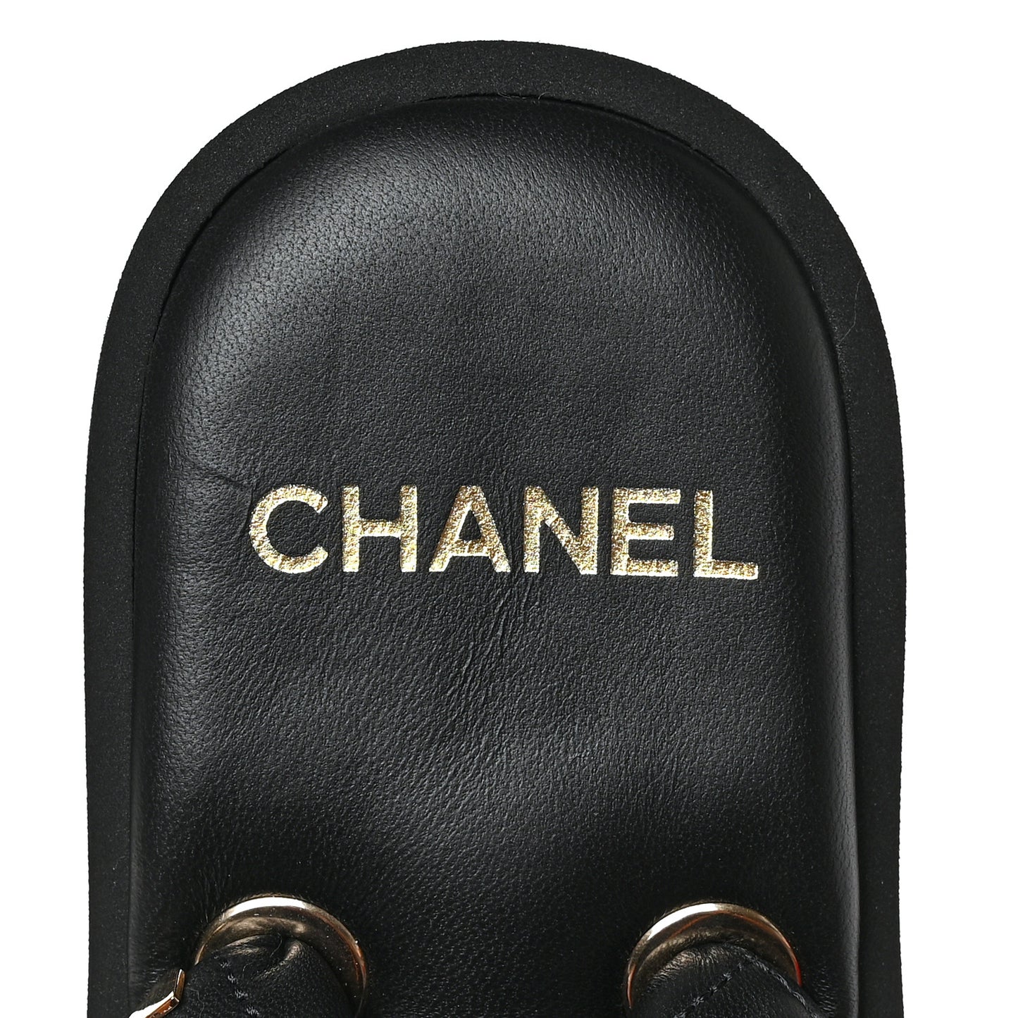 Lambskin Quilted Padded Charms Thong Sandals 39.5 Black