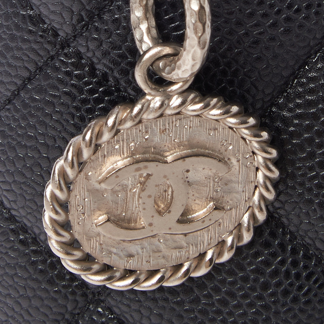Caviar Quilted Medallion Tote Black