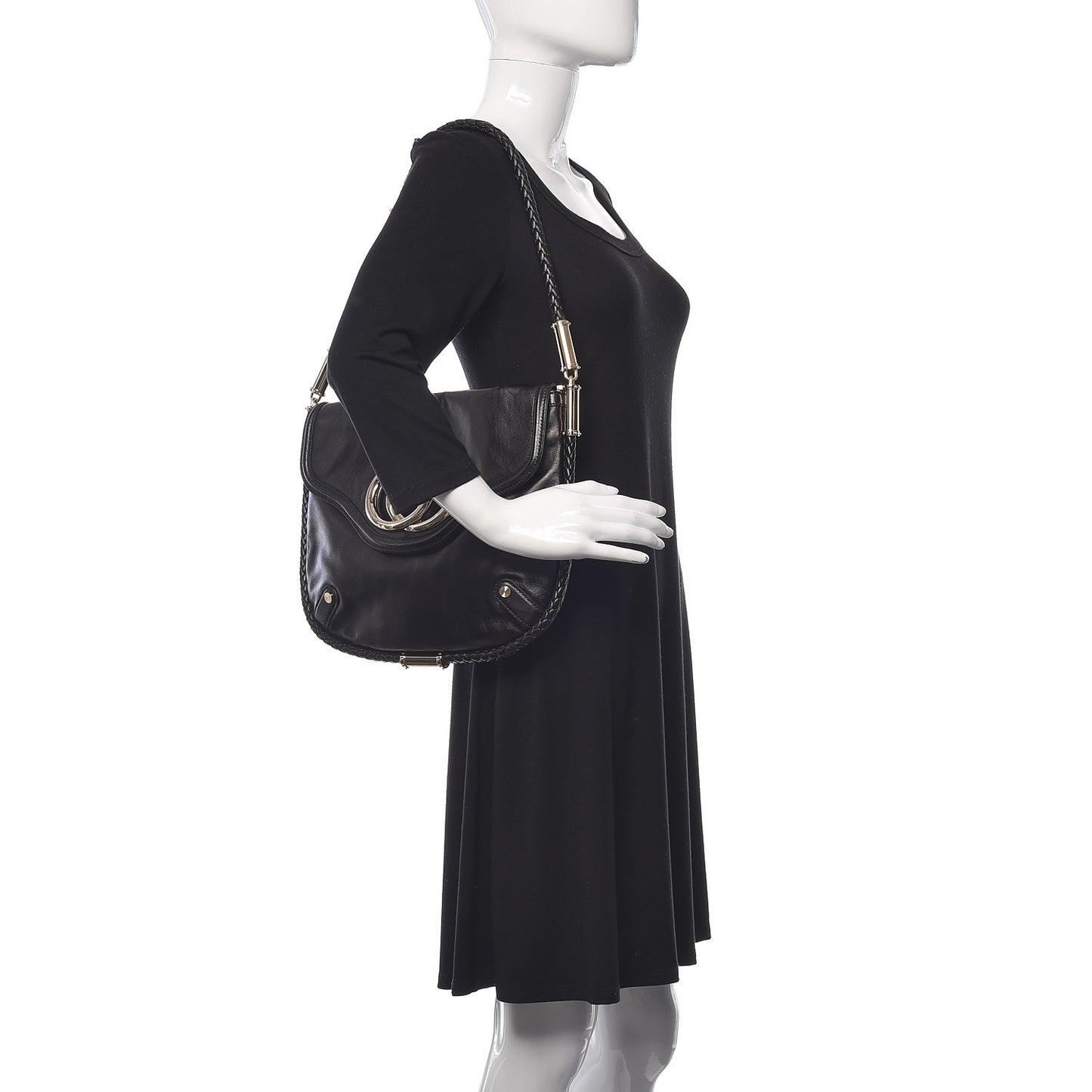 Calfskin Medium Britt Tassel Shoulder Bag Black
