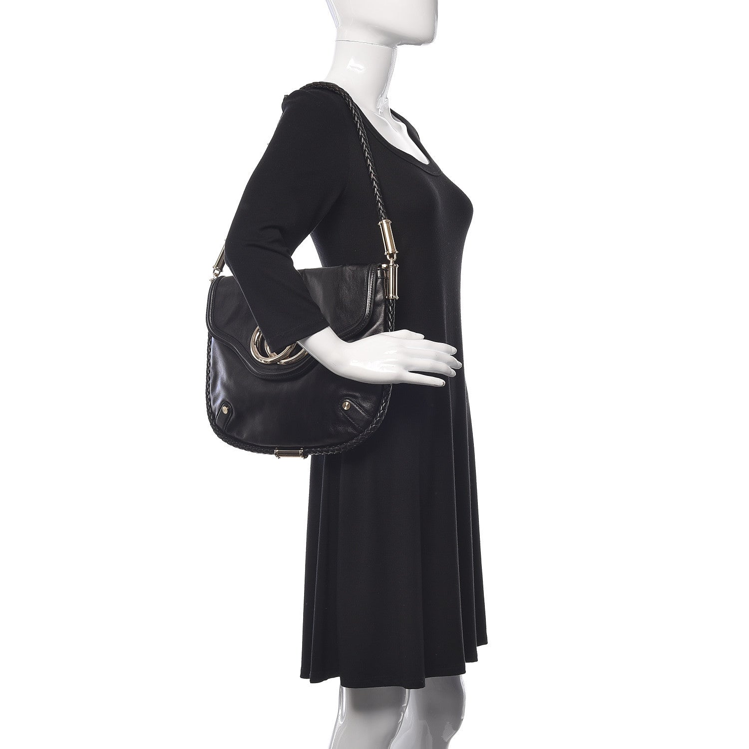 Gucci Calfskin Medium Britt Tassel Shoulder Bag Black 2 of 10