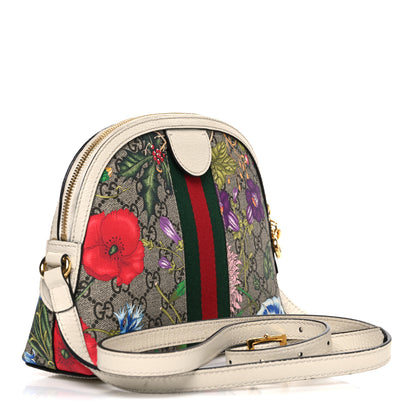 Gucci GG Supreme Monogram Flora Web GG Small Ophidia Dome Shoulder Bag White 3 of 11