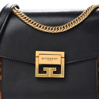 Givenchy Calfskin Suede Leopard Print Small GV3 Shoulder Bag Black Chestnut 9 of 9