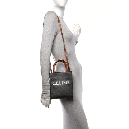 Celine Triomphe Canvas Calfskin Mini Vertical Cabas Tan 2 of 10