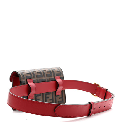 Fendi Vitello Cruise F is Fendi Bi-Color FF 1974 Embossed Envelope Belt Bag Maya Black Fragola 3 of 10
