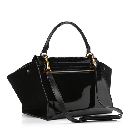 Celine Patent Suede Medium Trapeze Black 3 of 12