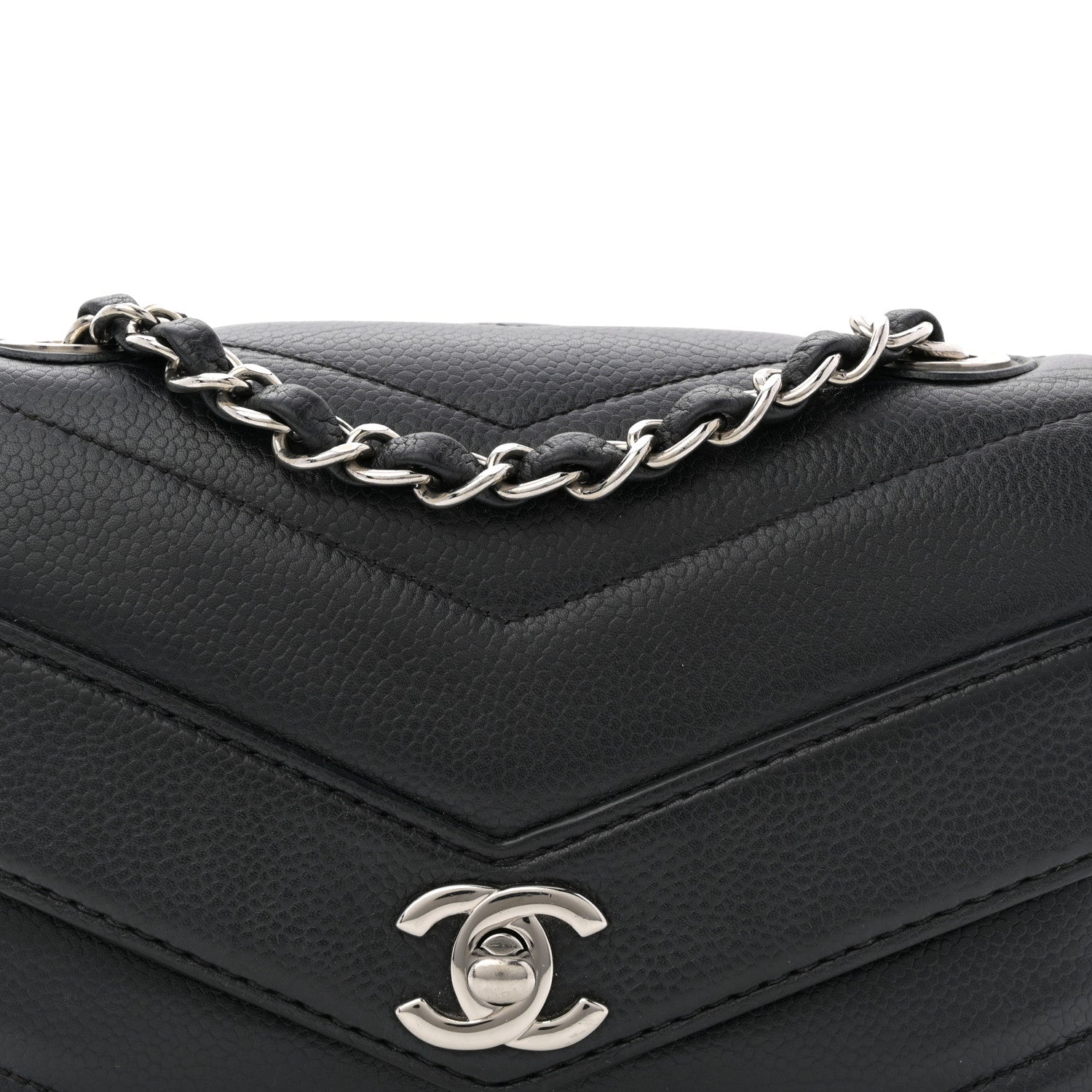 Chanel Caviar Chevron Quilted Small Single Flap Black 8 of 11