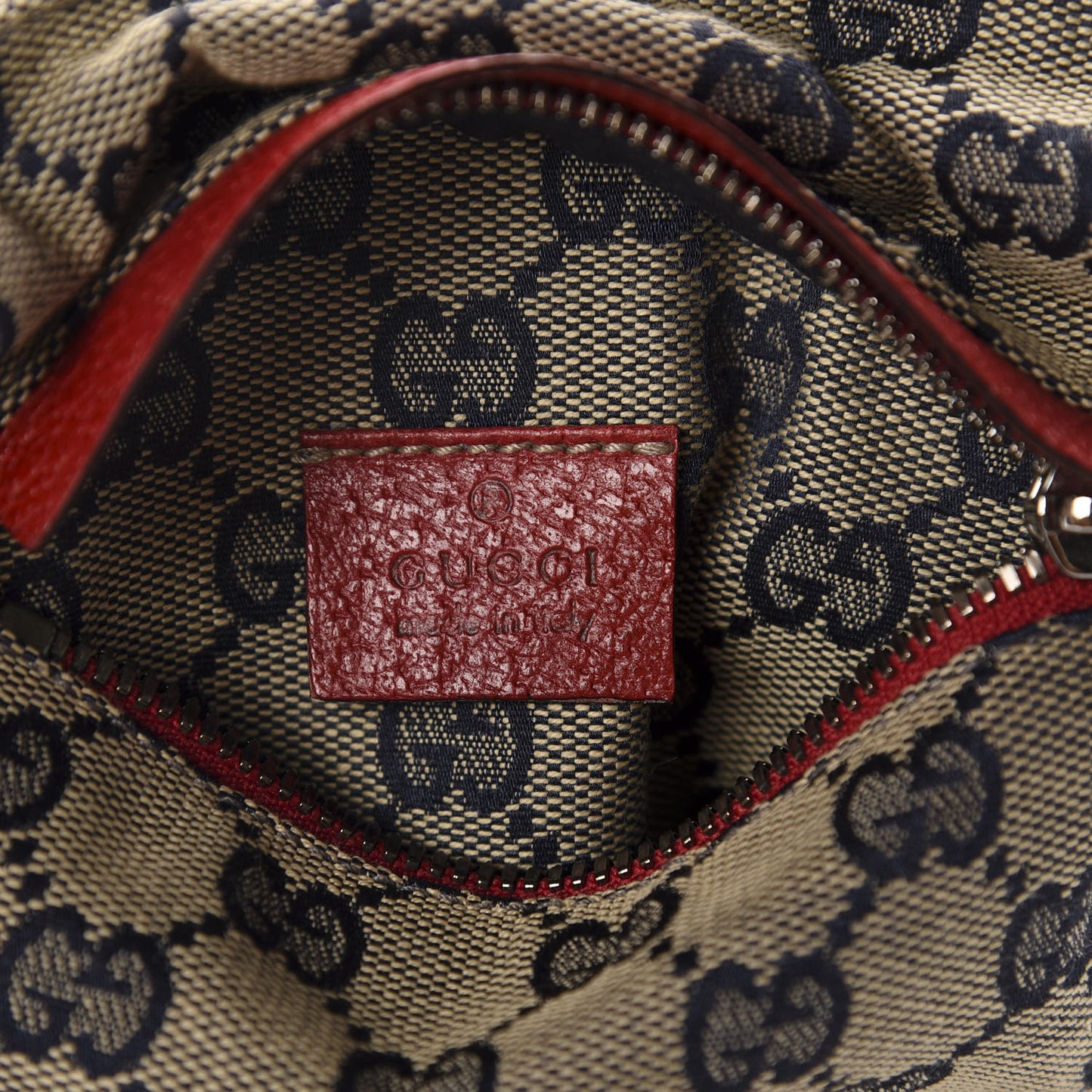 GG Monogram Web Double Pocket Belt Bag Navy Red
