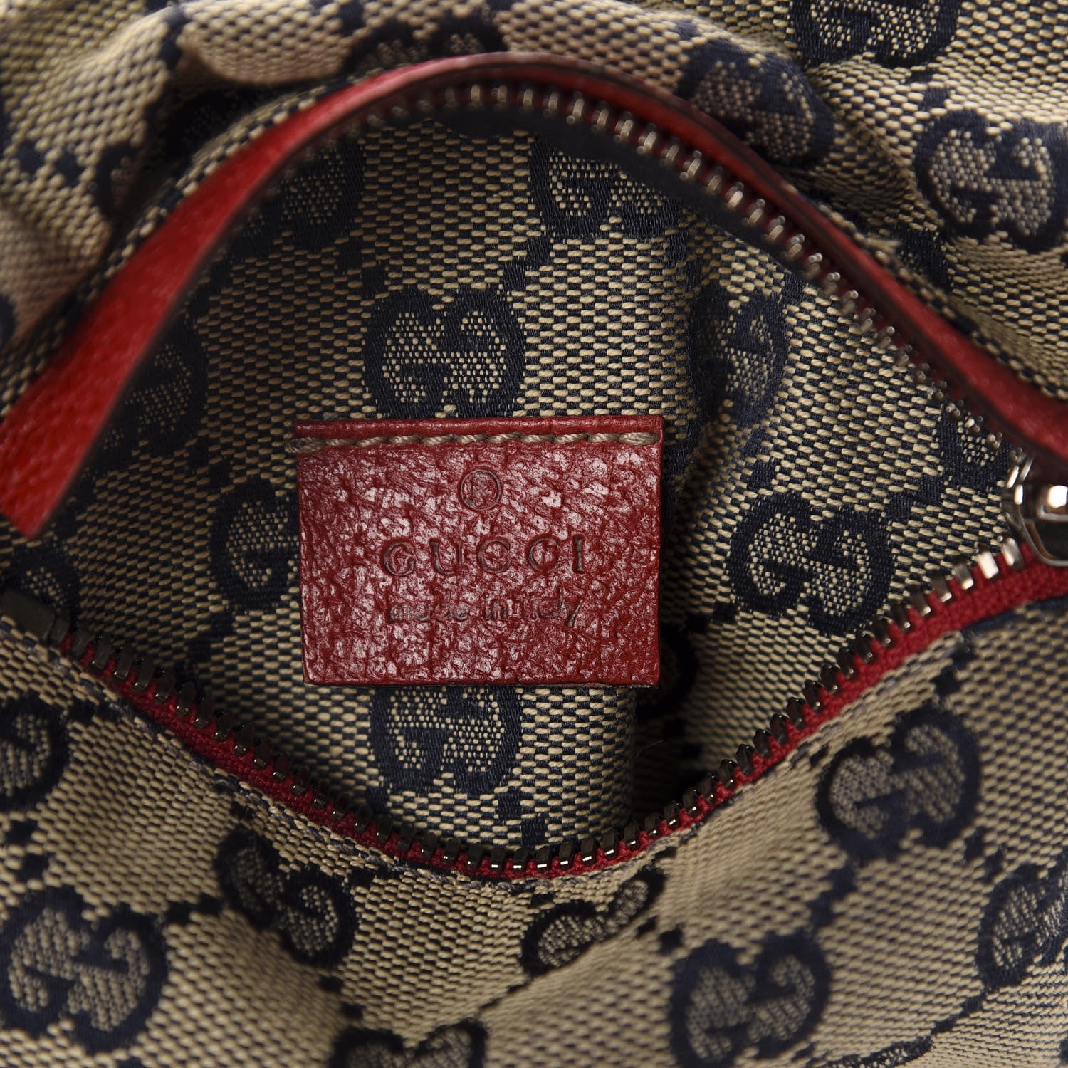 Gucci GG Monogram Web Double Pocket Belt Bag Navy Red 8 of 10
