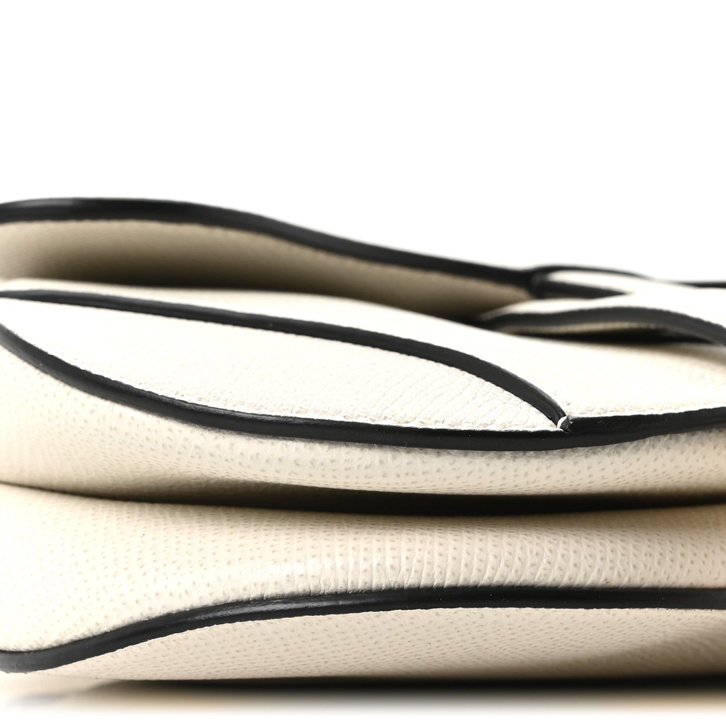 Grained Calfskin Mini Saddle Bag White