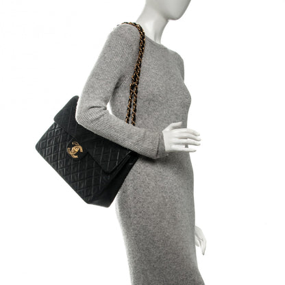 Chanel Lambskin Quilted XL Jumbo Single Flap Black 2 of 8