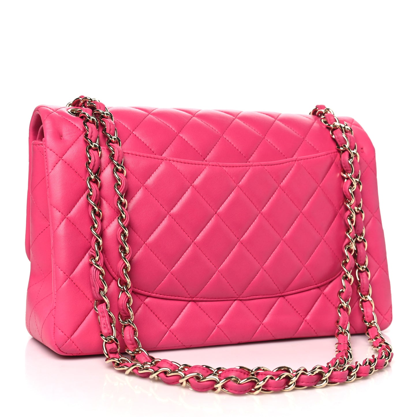 Lambskin Quilted Jumbo Double Flap Dark Pink