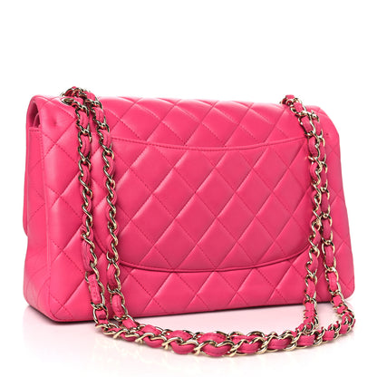 Chanel Lambskin Quilted Jumbo Double Flap Dark Pink 3 of 10