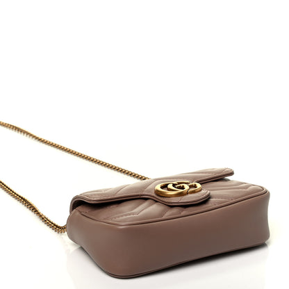 Gucci Calfskin Matelasse Super Mini GG Marmont Shoulder Bag Porcelain Rose 4 of 9