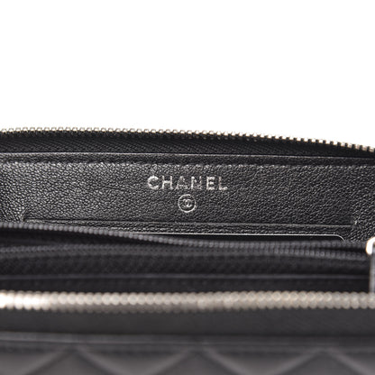 Chanel Calfskin Quilted Small Diamond CC Zip Around Wallet Black 6 of 9