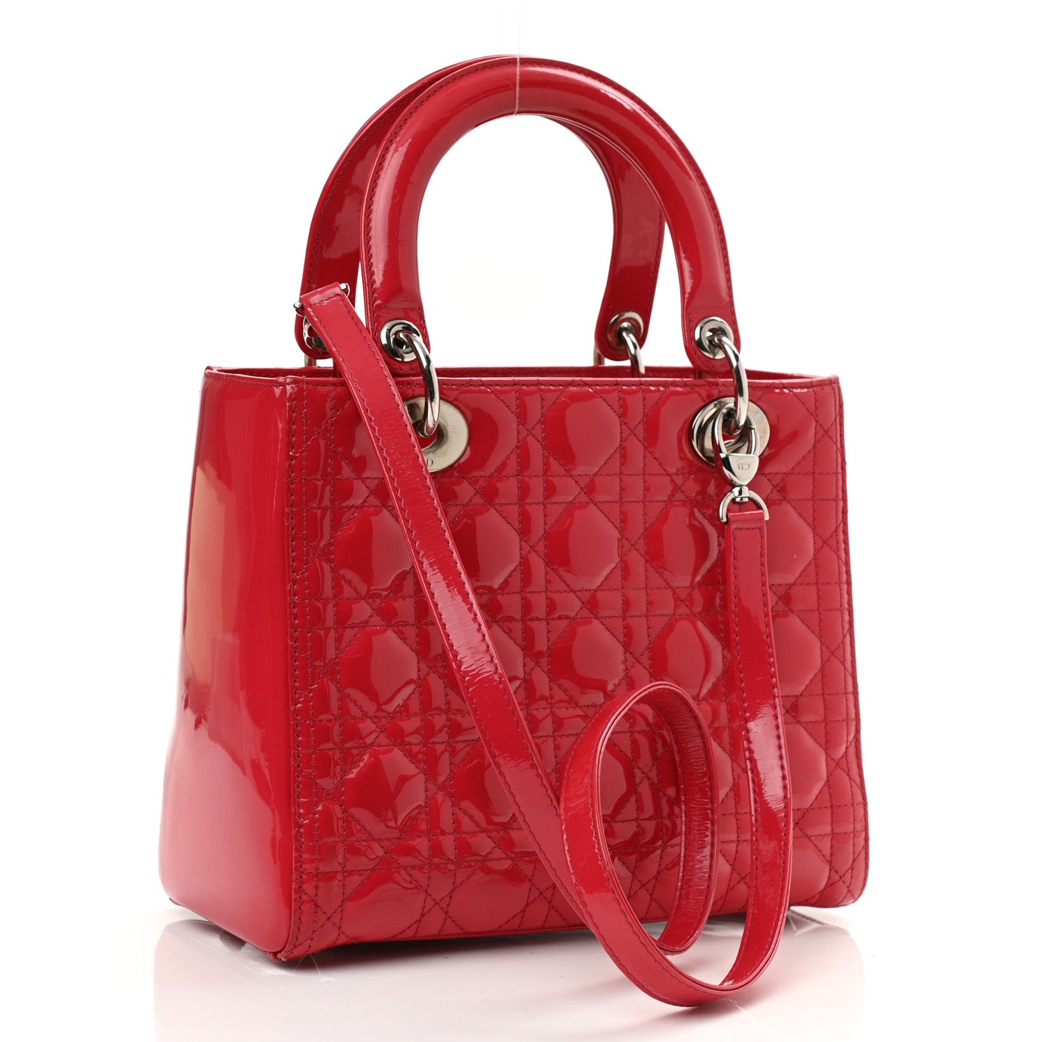 Christian Dior Patent Cannage Medium Lady Dior Red 2 of 9