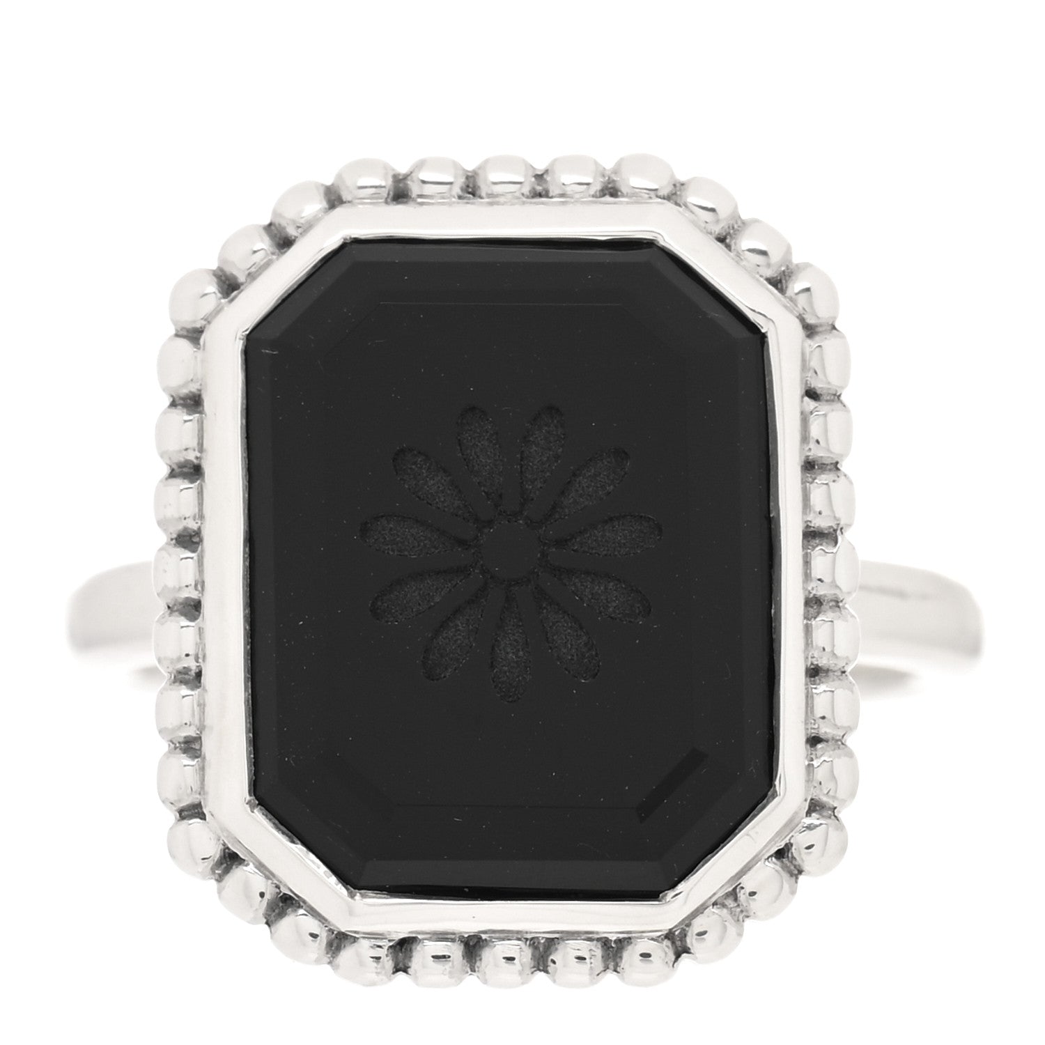 Tiffany Sterling Silver Black Onyx Ziegfeld Daisy Ring 55 7.25 1 of 4