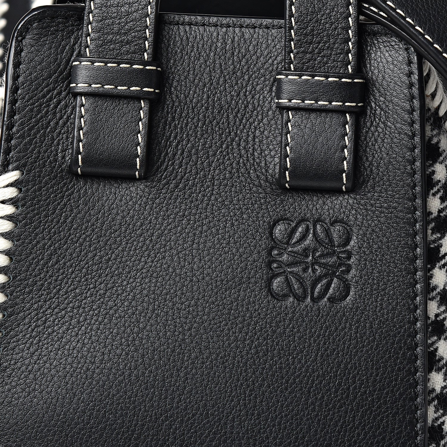 Loewe Calfskin Tweed Small Hammock Shoulder Bag Black White 8 of 8