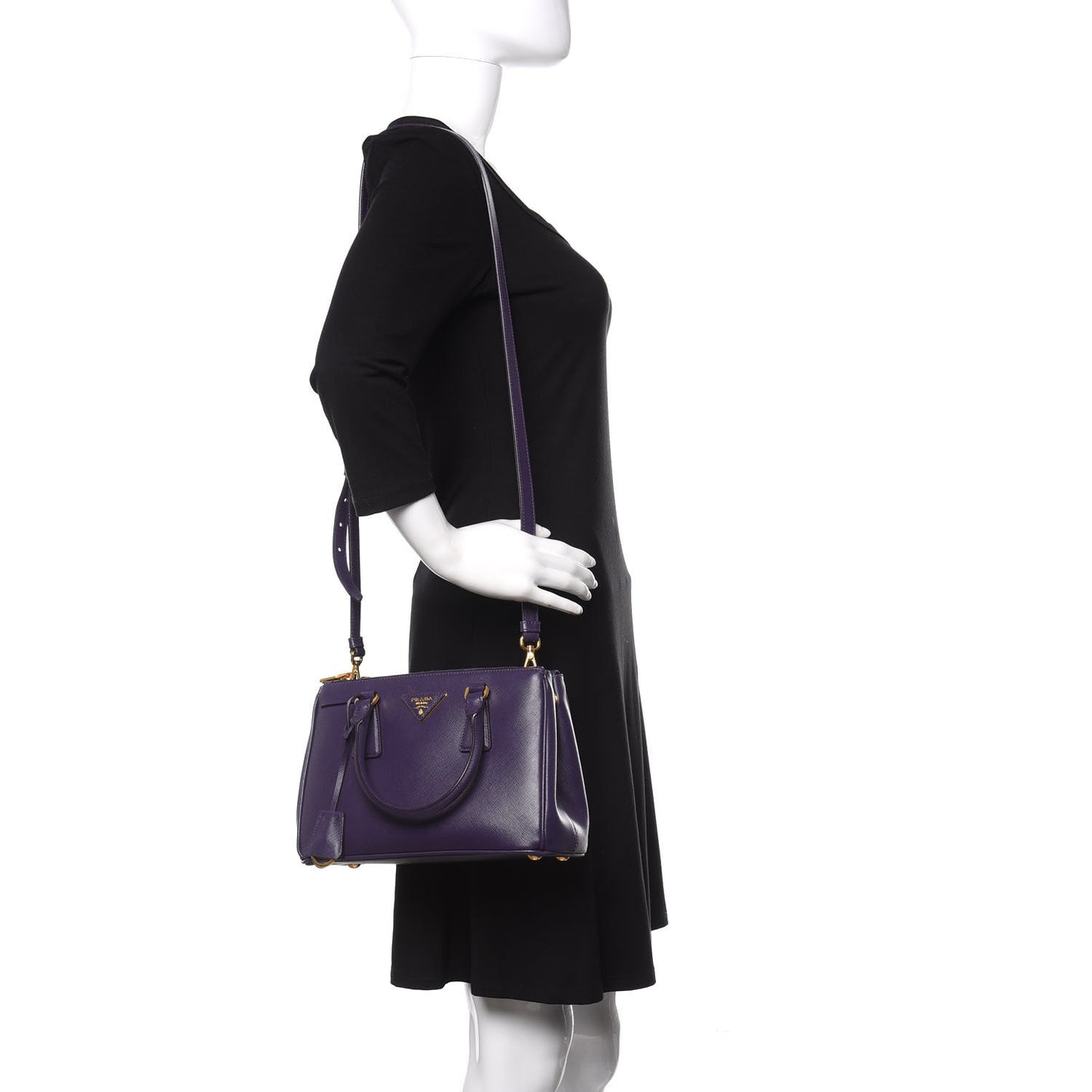 Saffiano Lux Mini Galleria Double Zip Tote Uva