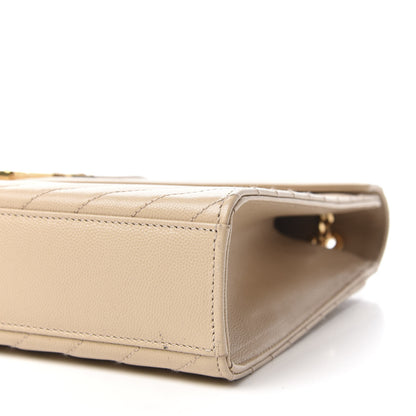 Saint Laurent Grain De Poudre Matelasse Chevron Large Monogram Satchel Nude Powder 7 of 10