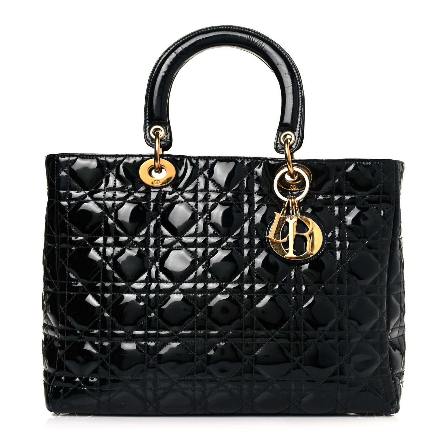 Patent Cannage Large Lady Dior Black
