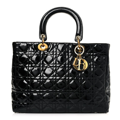Christian Dior Patent Cannage Large Lady Dior Black 1 of 12