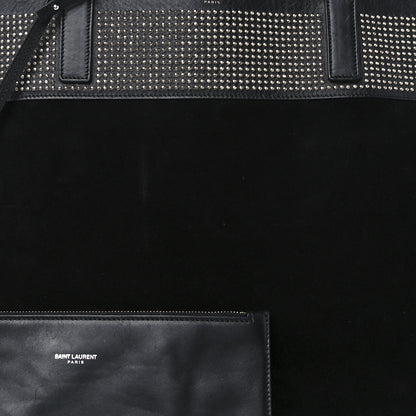 Saint Laurent Calfskin Suede Studded Reversible East West Shopping Tote Black 10 of 13