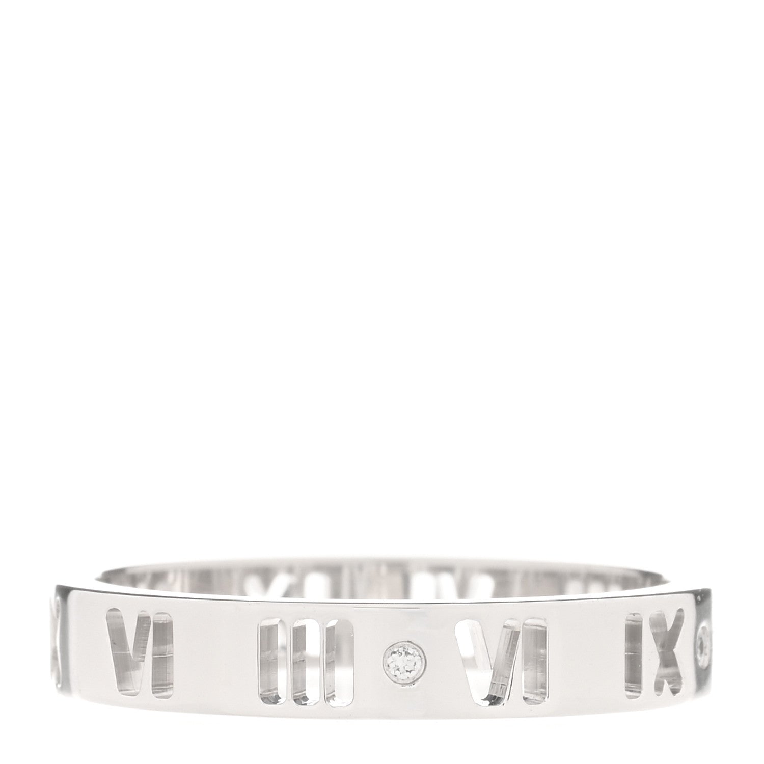 Tiffany 18K White Gold Diamond Atlas Pierced Ring 53 6.5 1 of 3