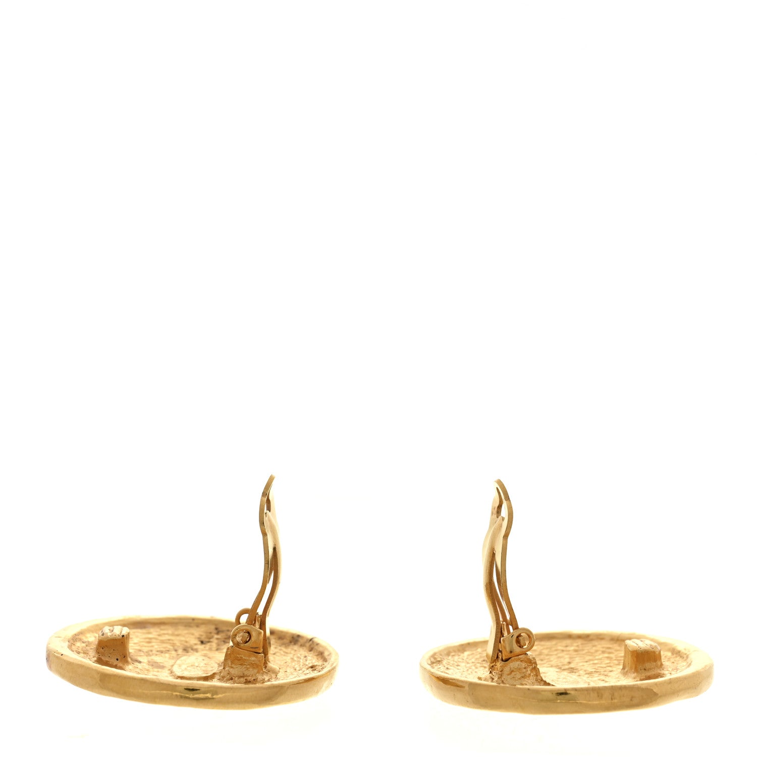 Chanel Metal CC Round Clip On Earrings Gold 3 of 5
