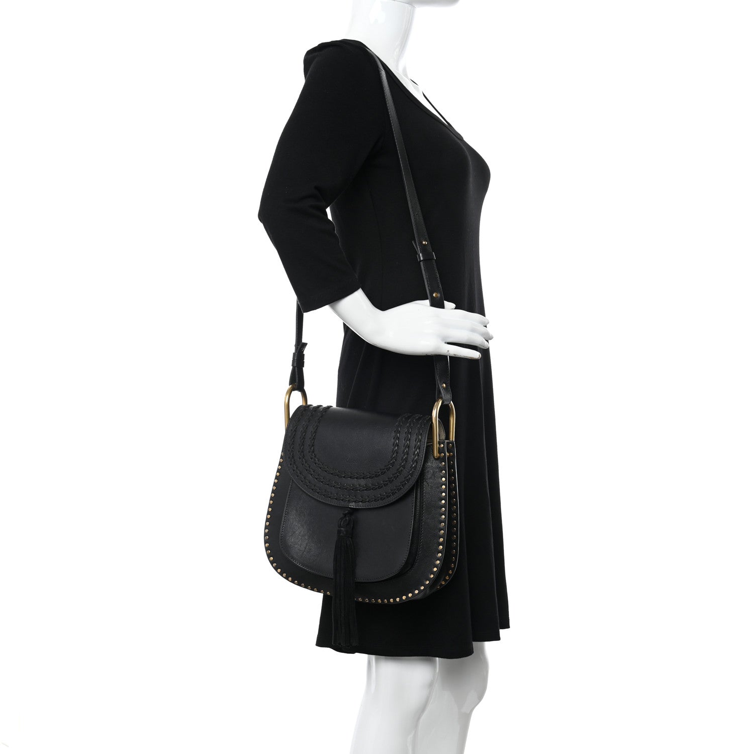 Chloe Calfskin Braided Hudson Shoulder Bag Black 2 of 11