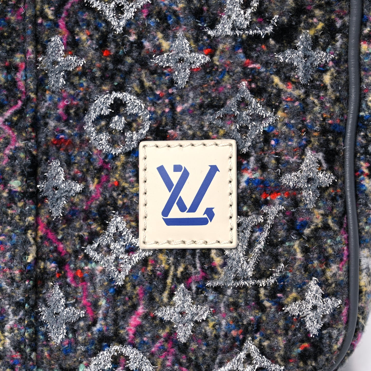 Wool Cotton Monogram Jacquard Embroidered LV Felt Keepall Bandouliere 50 Gris